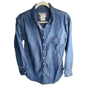 Panhandle Women’s Denim Button-Up Shirt | Southwestern Aztec Back